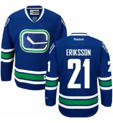 Men's Reebok Vancouver Canucks #21 Loui Eriksson Authentic Royal Blue Third NHL Jersey