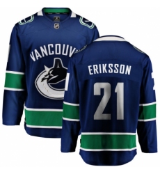 Men's Vancouver Canucks #21 Loui Eriksson Fanatics Branded Blue Home Breakaway NHL Jersey