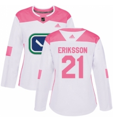 Women's Adidas Vancouver Canucks #21 Loui Eriksson Authentic White/Pink Fashion NHL Jersey