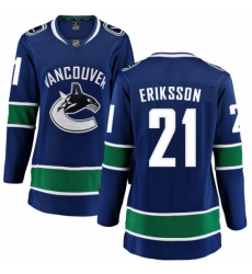 Women's Vancouver Canucks #21 Loui Eriksson Fanatics Branded Blue Home Breakaway NHL Jersey