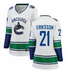 Women's Vancouver Canucks #21 Loui Eriksson Fanatics Branded White Away Breakaway NHL Jersey