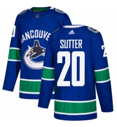 Men's Adidas Vancouver Canucks #20 Brandon Sutter Authentic Blue Home NHL Jersey