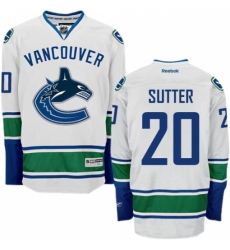 Men's Reebok Vancouver Canucks #20 Brandon Sutter Authentic White Away NHL Jersey