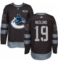 Men's Adidas Vancouver Canucks #19 Markus Naslund Authentic Black 1917-2017 100th Anniversary NHL Jersey