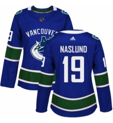 Women's Adidas Vancouver Canucks #19 Markus Naslund Authentic Blue Home NHL Jersey