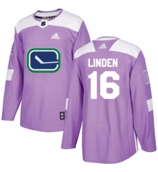 Men's Adidas Vancouver Canucks #16 Trevor Linden Authentic Purple Fights Cancer Practice NHL Jersey