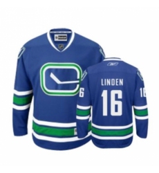 Men's Reebok Vancouver Canucks #16 Trevor Linden Authentic Royal Blue Third NHL Jersey