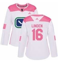 Women's Adidas Vancouver Canucks #16 Trevor Linden Authentic White/Pink Fashion NHL Jersey