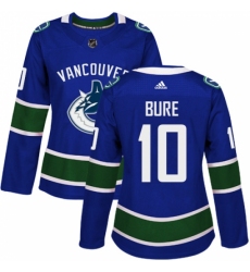 Women's Adidas Vancouver Canucks #10 Pavel Bure Authentic Blue Home NHL Jersey