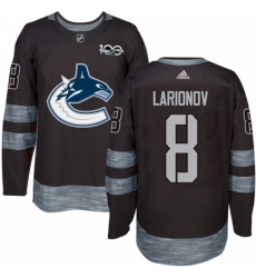 Men's Adidas Vancouver Canucks #8 Igor Larionov Authentic Black 1917-2017 100th Anniversary NHL Jersey