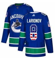 Men's Adidas Vancouver Canucks #8 Igor Larionov Authentic Blue USA Flag Fashion NHL Jersey