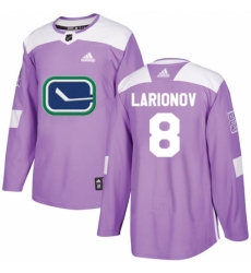 Men's Adidas Vancouver Canucks #8 Igor Larionov Authentic Purple Fights Cancer Practice NHL Jersey