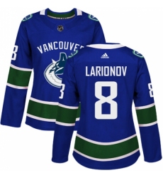 Women's Adidas Vancouver Canucks #8 Igor Larionov Authentic Blue Home NHL Jersey