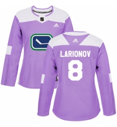 Women's Adidas Vancouver Canucks #8 Igor Larionov Authentic Purple Fights Cancer Practice NHL Jersey