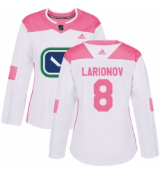 Women's Adidas Vancouver Canucks #8 Igor Larionov Authentic White/Pink Fashion NHL Jersey