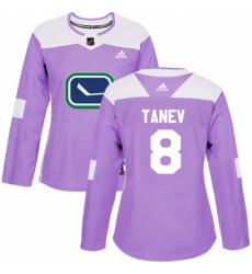 Women's Adidas Vancouver Canucks #8 Christopher Tanev Authentic Purple Fights Cancer Practice NHL Jersey