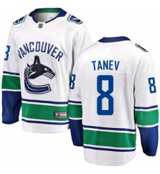 Youth Vancouver Canucks #8 Christopher Tanev Fanatics Branded White Away Breakaway NHL Jersey