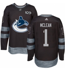 Men's Adidas Vancouver Canucks #1 Kirk Mclean Authentic Black 1917-2017 100th Anniversary NHL Jersey