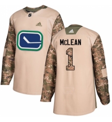 Men's Adidas Vancouver Canucks #1 Kirk Mclean Authentic Camo Veterans Day Practice NHL Jersey