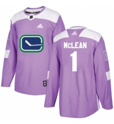 Men's Adidas Vancouver Canucks #1 Kirk Mclean Authentic Purple Fights Cancer Practice NHL Jersey