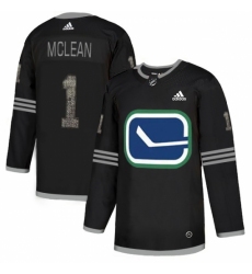 Men's Adidas Vancouver Canucks #1 Kirk Mclean Black 1 Authentic Classic Stitched NHL Jersey