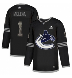 Men's Adidas Vancouver Canucks #1 Kirk Mclean Black Authentic Classic Stitched NHL Jersey