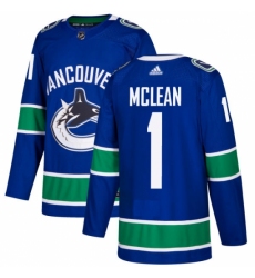 Men's Adidas Vancouver Canucks #1 Kirk Mclean Premier Blue Home NHL Jersey