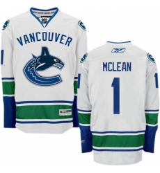 Men's Reebok Vancouver Canucks #1 Kirk Mclean Authentic White Away NHL Jersey