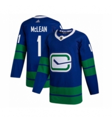 Men's Vancouver Canucks #1 Kirk Mclean Authentic Royal Blue Alternate Hockey Jersey