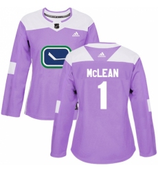 Women's Adidas Vancouver Canucks #1 Kirk Mclean Authentic Purple Fights Cancer Practice NHL Jersey