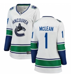 Women's Vancouver Canucks #1 Kirk Mclean Fanatics Branded White Away Breakaway NHL Jersey