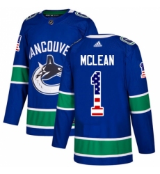 Youth Adidas Vancouver Canucks #1 Kirk Mclean Authentic Blue USA Flag Fashion NHL Jersey