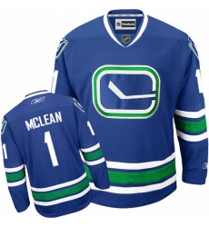 Youth Reebok Vancouver Canucks #1 Kirk Mclean Premier Royal Blue Third NHL Jersey