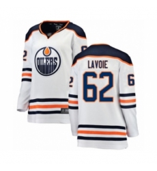 Women's Edmonton Oilers #62 Raphael Lavoie Authentic White Away Fanatics Branded Breakaway Hockey Jersey