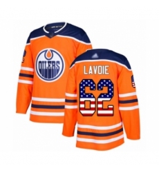 Youth Edmonton Oilers #62 Raphael Lavoie Authentic Orange USA Flag Fashion Hockey Jersey