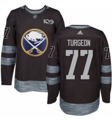 Men's Adidas Buffalo Sabres #77 Pierre Turgeon Authentic Black 1917-2017 100th Anniversary NHL Jersey