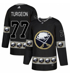 Men's Adidas Buffalo Sabres #77 Pierre Turgeon Authentic Black Team Logo Fashion NHL Jersey