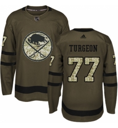 Men's Adidas Buffalo Sabres #77 Pierre Turgeon Authentic Green Salute to Service NHL Jersey