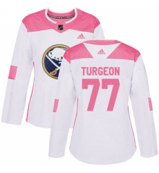 Women's Adidas Buffalo Sabres #77 Pierre Turgeon Authentic White/Pink Fashion NHL Jersey