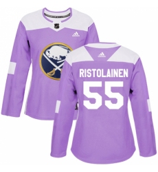 Women's Adidas Buffalo Sabres #55 Rasmus Ristolainen Authentic Purple Fights Cancer Practice NHL Jersey