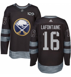 Men's Adidas Buffalo Sabres #16 Pat Lafontaine Authentic Black 1917-2017 100th Anniversary NHL Jersey