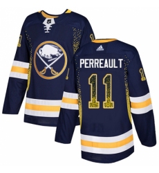 Men's Adidas Buffalo Sabres #11 Gilbert Perreault Authentic Navy Blue Drift Fashion NHL Jersey