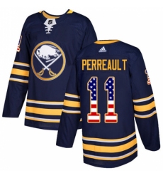 Men's Adidas Buffalo Sabres #11 Gilbert Perreault Authentic Navy Blue USA Flag Fashion NHL Jersey