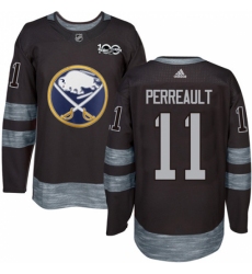 Men's Adidas Buffalo Sabres #11 Gilbert Perreault Premier Black 1917-2017 100th Anniversary NHL Jersey