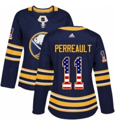 Women's Adidas Buffalo Sabres #11 Gilbert Perreault Authentic Navy Blue USA Flag Fashion NHL Jersey