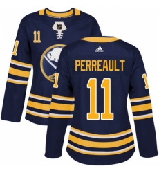 Women's Adidas Buffalo Sabres #11 Gilbert Perreault Premier Navy Blue Home NHL Jersey