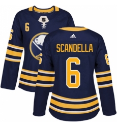 Women's Adidas Buffalo Sabres #6 Marco Scandella Authentic Navy Blue Home NHL Jersey