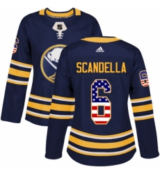 Women's Adidas Buffalo Sabres #6 Marco Scandella Authentic Navy Blue USA Flag Fashion NHL Jersey