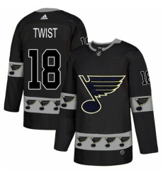 Men's Adidas St. Louis Blues #18 Tony Twist Authentic Black Team Logo Fashion NHL Jersey