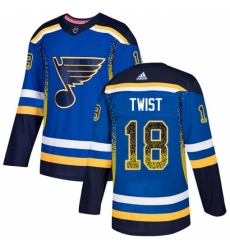 Men's Adidas St. Louis Blues #18 Tony Twist Authentic Blue Drift Fashion NHL Jersey